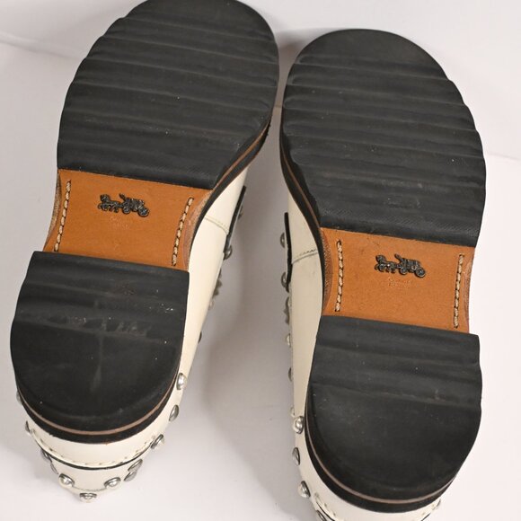 Coach White Lenox Leather Platform Loafers with Removable Sherpa Insoles - Picture 7 of 9